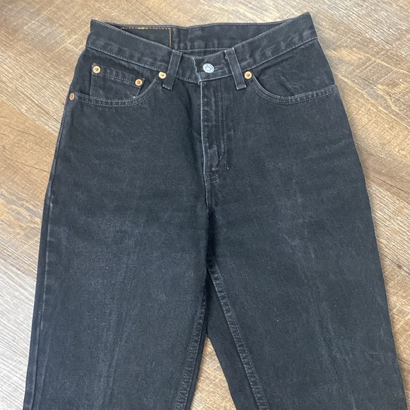 1999 VINTAGE LEVI’S 512 SLIM FIT STRAIGHT LEG HIGH WAISTED CREASED BLACK WASHED - Picture 9 of 16